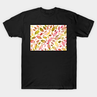 Pink and beige colored leaves background T-Shirt